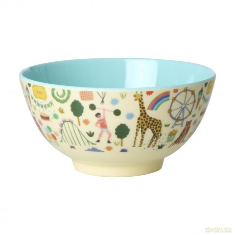Rice - Melamine Bowl with Fun Fair Print - Mint - Medium