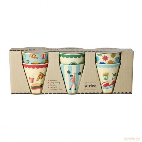 Rice - Melamine Cups with Fun Fair Prints - Mint - Small