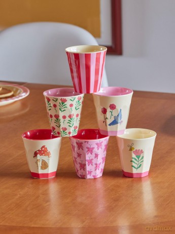 Rice - Melamine Cups with Happy Forest Prints - Pink - Small