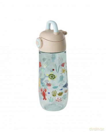 Rice - Plastic Kids Drinking Bottle with Blue Ocean Print - Blue - 550 ml