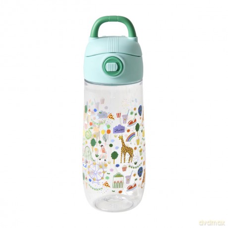 Rice - Plastic Kids Drinking Bottle with Fun Fair Print - Mint - 550 ml