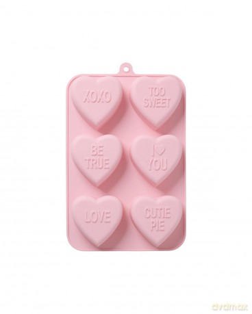 Rice - Silicone Baking Form with 6 Hearts - Soft Pink