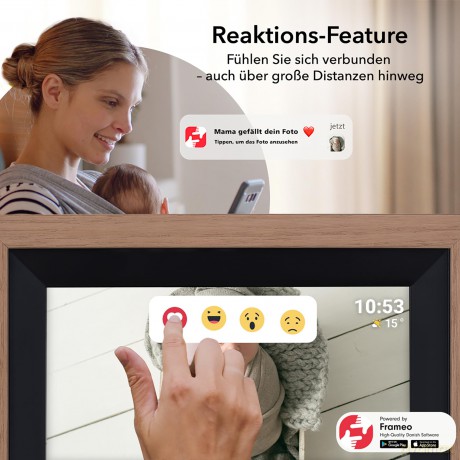 Rollei - Smarter picture frame - 10 Diagonal - WIFI - App Control - Wood frame - Model 105 - 10.1