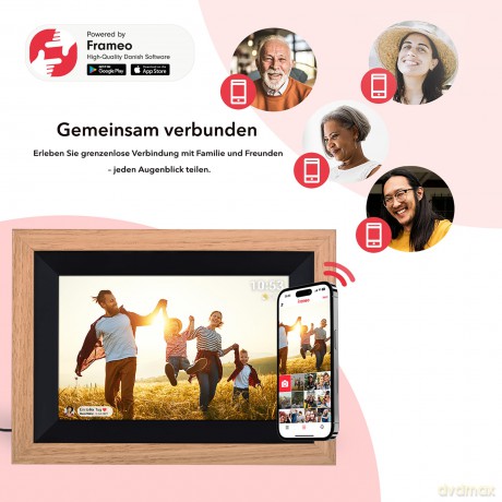 Rollei - Smarter picture frame - 10 Diagonal - WIFI - App Control - Wood frame - Model 105 - 10.1