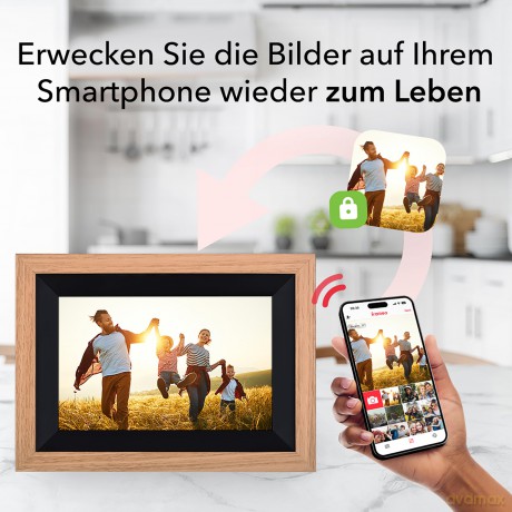 Rollei - Smarter picture frame - 10 Diagonal - WIFI - App Control - Wood frame - Model 105 - 10.1
