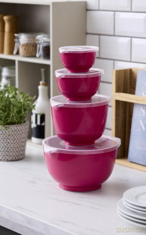 Rosti - Margrethe Bowls - Set of 4 + Lids (Beetrot)