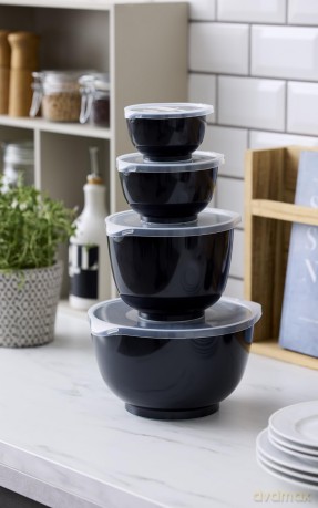 Rosti - Margrethe Bowls - Set of 4 + Lids (Carbon Black)