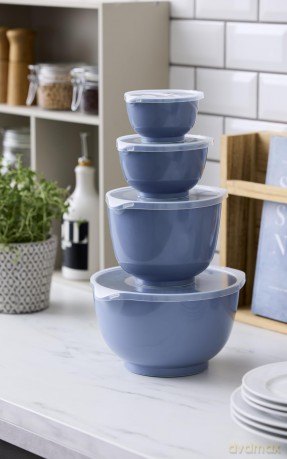 Rosti - Margrethe Bowls - Set of 4 + Lids (Dusty Blue)
