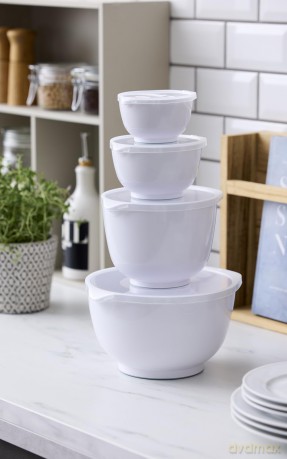 Rosti - Margrethe Bowls - Set of 4 + Lids (White)