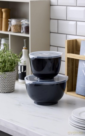 Rosti - NEW Margrethe bowls, Set of 2 + lids - Carbon black