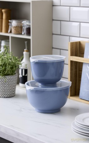 Rosti - NEW Margrethe bowls, Set of 2 + lids - Dusty Blue