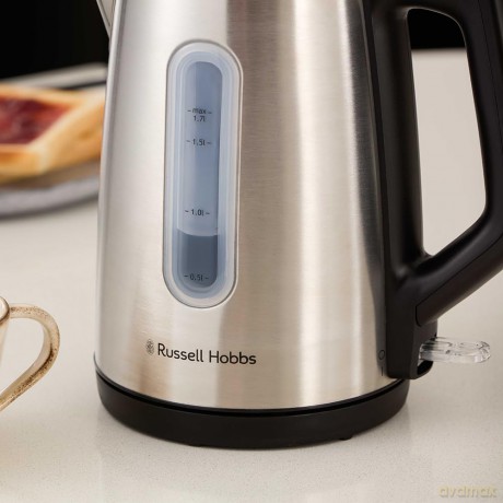 Russell Hobbs - Heaton Brushed Kettle - Brushed Stainless Steel with Black Accents - 1.7L