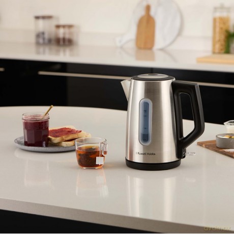 Russell Hobbs - Heaton Brushed Kettle - Brushed Stainless Steel with Black Accents - 1.7L