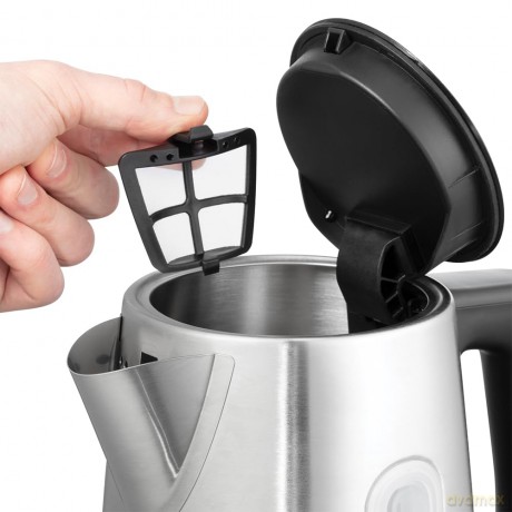 Russell Hobbs - Heaton Brushed Kettle - Brushed Stainless Steel with Black Accents - 1.7L