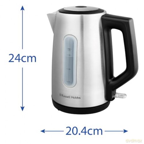 Russell Hobbs - Heaton Brushed Kettle - Brushed Stainless Steel with Black Accents - 1.7L