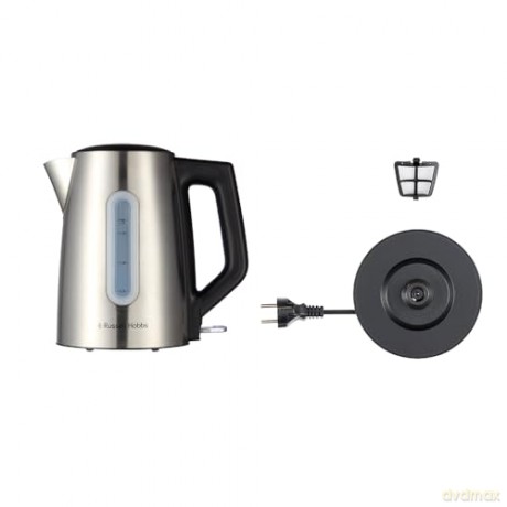 Russell Hobbs - Heaton Brushed Kettle - Brushed Stainless Steel with Black Accents - 1.7L
