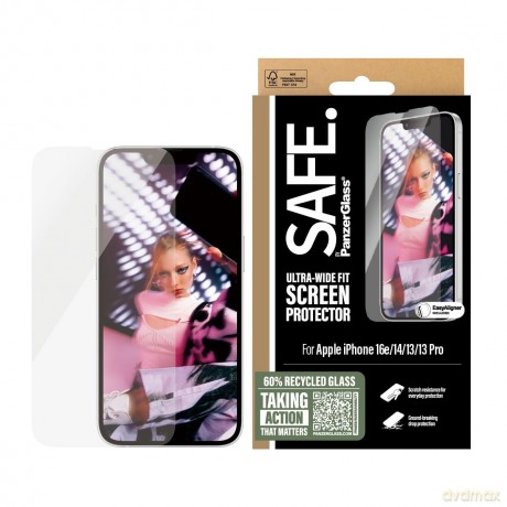 Szkło hartowane SAFE by PanzerGlass - Screen Protection - iPhone 16e - 14 - 13 - 13 Pro - Ultra-Wide Fit