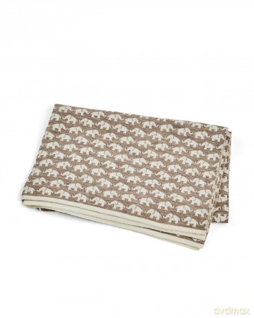 Smallstuff - Baby blanket AO elephants - Merino wool Natur - 80x100 cm (70007-90)