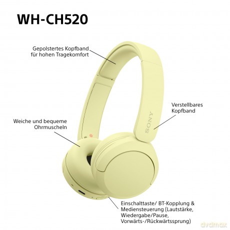 Sony - WH-CH520 Wireless On-Ear Headphones