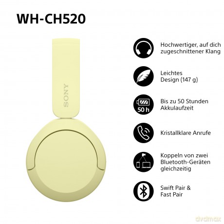 Sony - WH-CH520 Wireless On-Ear Headphones