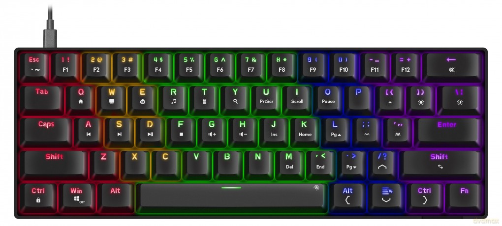 Klawiatura gamingowa Speedlink - ATMOS RGB Rainbow Mechanical 60% Gaming Keyboard with brown switches, black - US layout