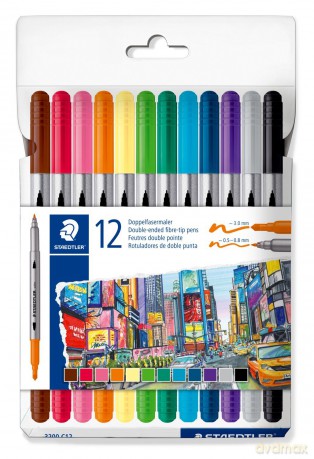 Staedtler - Dual-Tip Markers, 12 Assorted