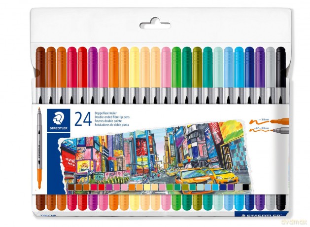 Staedtler - Dual-Tip Markers, 24 pcs. Assorted (3200 C24P)