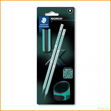 Staedtler - NORIX Pencil Set, 2 pencils, eraser and sharpener - Green (181 SBK2-2)