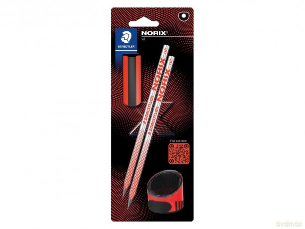 Staedtler - NORIX Pencil Set, 2 pencils, eraser and sharpener - Red (181 SBK2-2)