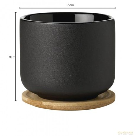 Stelton - Theo Cup with Coaster 0.2 L (Black)