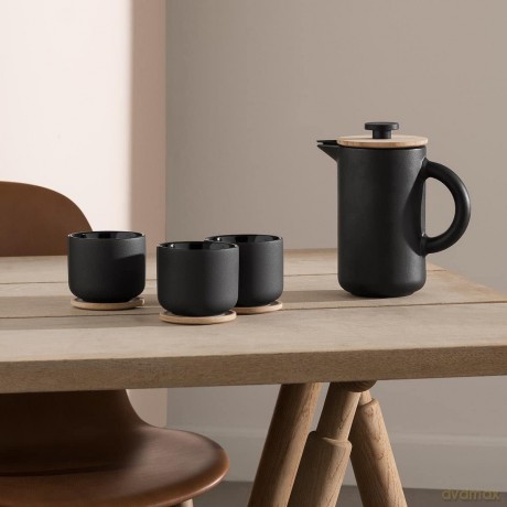 Stelton - Theo Cup with Coaster 0.2 L (Black)