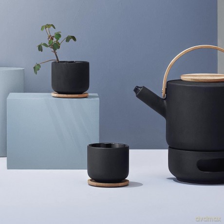 Stelton - Theo Cup with Coaster 0.2 L (Black)