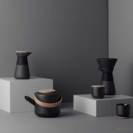 Stelton - Theo Cup with Coaster 0.2 L (Black)