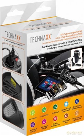 Technaxx - Car Power Inverter - 2 USB Ports - 12V to 220V