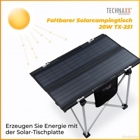 Technaxx - Foldable Solar Camping Table - 20W [SPORT]