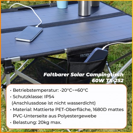 Technaxx - Foldable Solar Camping Table - 60W - TX-251 [SPORT]