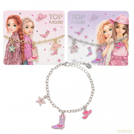 TOPModel - Bracelet with Charms - Cowgirl - Adjustable Length 18 cm + 5 cm Extension