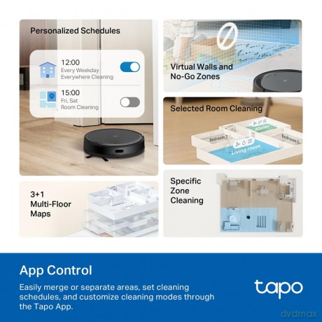 TP-Link - Tapo RV20 Max 5300Pa Suction MagSlim LiDAR Navigation Robot Vacuum and Mop