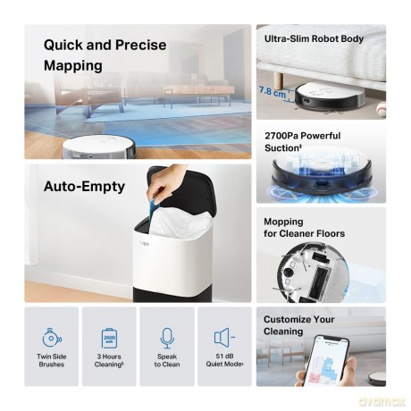 TP-Link - Tapo RV20 Mop Plus Smart Robot Vacuum and Mop Cleaner