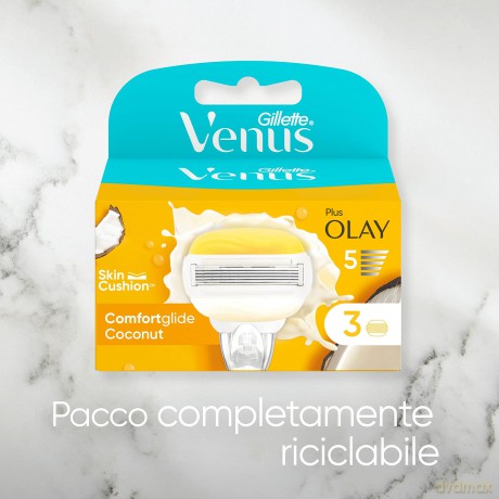 Venus - Pro ComfortGlide Coconut Olay Razor Blades - Yellow/White - 3 pcs
