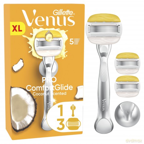 Venus - Pro ComfortGlide Coconut Scented Women's Razor - 1 Refill Razor - Yellow/White