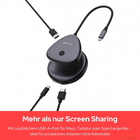 Verbatim - Share My Screen USB-C Wireless Display Adapter 4K w/Hub