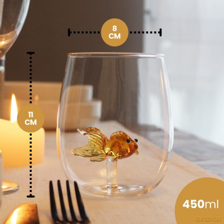 Winkee - Drinking Glasses - Handmade Glasses Goldfish
