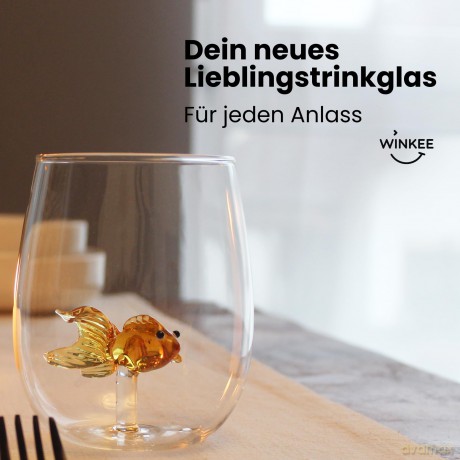 Winkee - Drinking Glasses - Handmade Glasses Goldfish