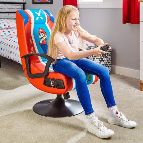 X-ROCKER: Super Mario 2.1 Audio Pedestal Chair - Red/Blue