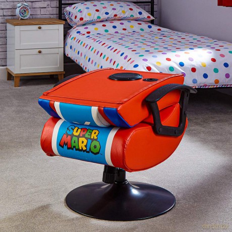 X-ROCKER: Super Mario 2.1 Audio Pedestal Chair - Red/Blue