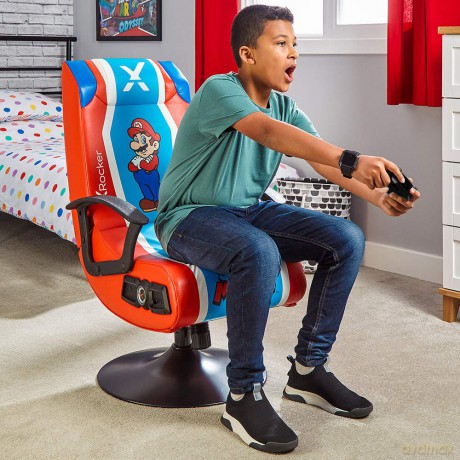 X-ROCKER: Super Mario 2.1 Audio Pedestal Chair - Red/Blue