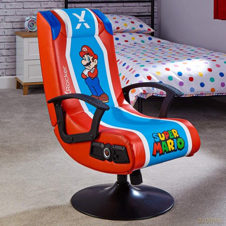X-ROCKER: Super Mario 2.1 Audio Pedestal Chair - Red/Blue