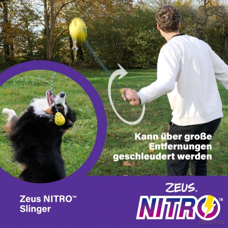 Zeus Nitro - Weighted Slinger with Rope - Vibrant Yellow and Blue - 9.2cm