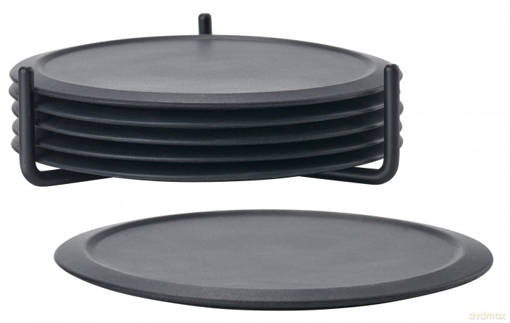 Zone Denmark - Glass Trivets w. Holder - Black (330303)